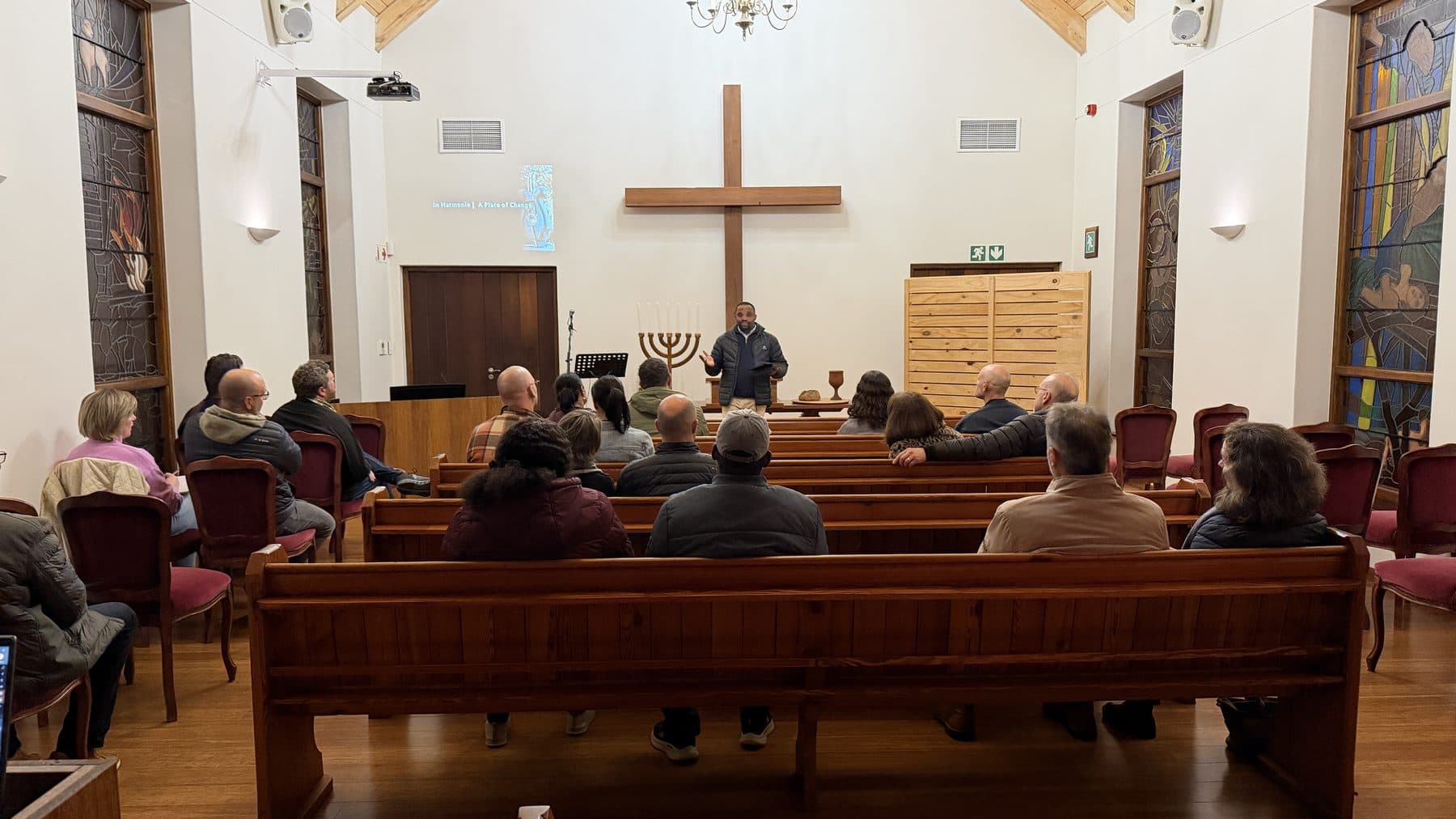 Church sanctuary set up and ready for a service