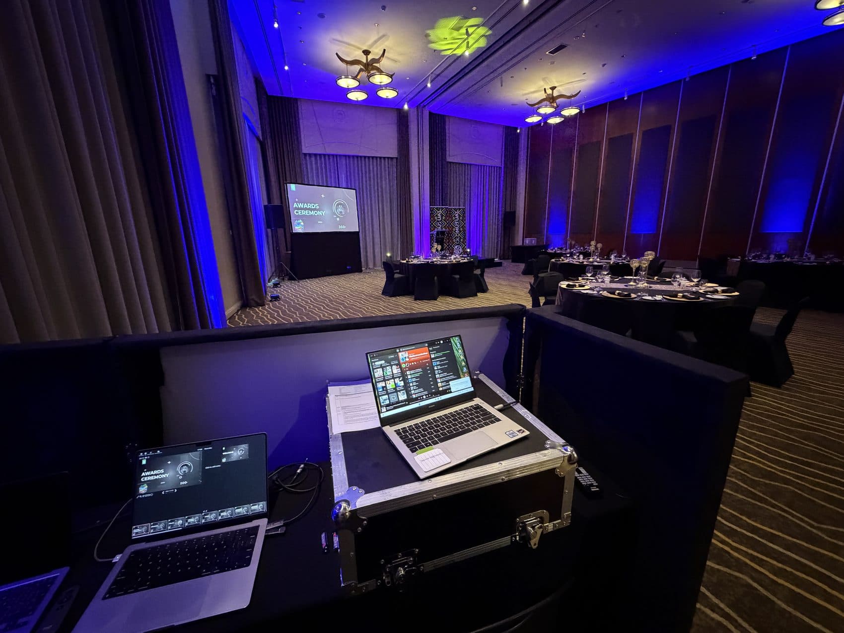 Corporate awards evening with stage and event lighting